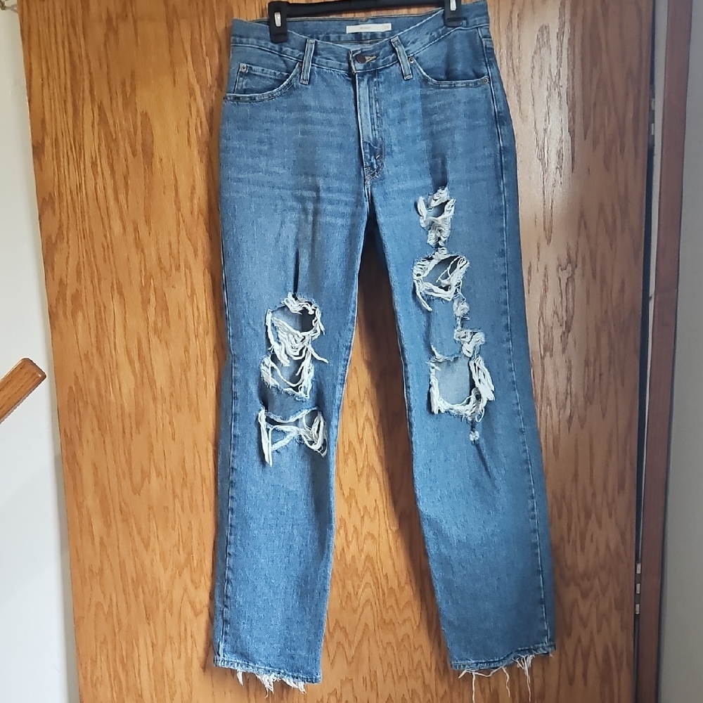Levi's Classic Blue Ripped Straight Leg Jeans